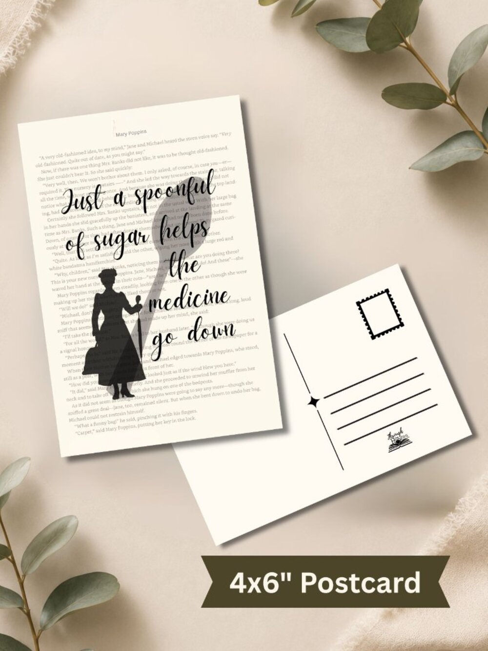 Mary Poppins Book Page Postcard Mini Art Print